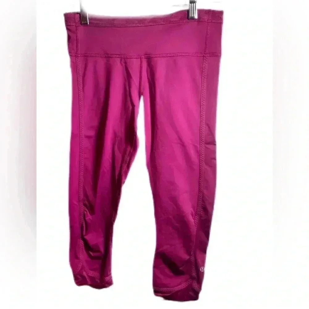 Lululemon Pace rival crop deep fuschia yoga athletic stretch casual crop tight 6 - Picture 2 of 3